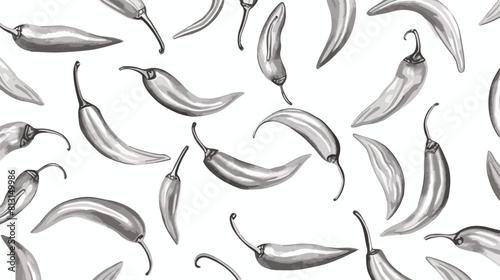 Monochrome chili peppers seamless pattern vector il