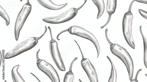 Monochrome chili peppers seamless pattern vector il