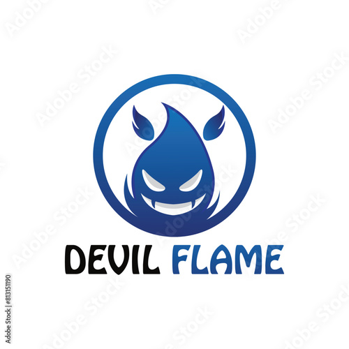 bad fire mascot esport logo design. Devil Fire and Devil Flame Logo.
