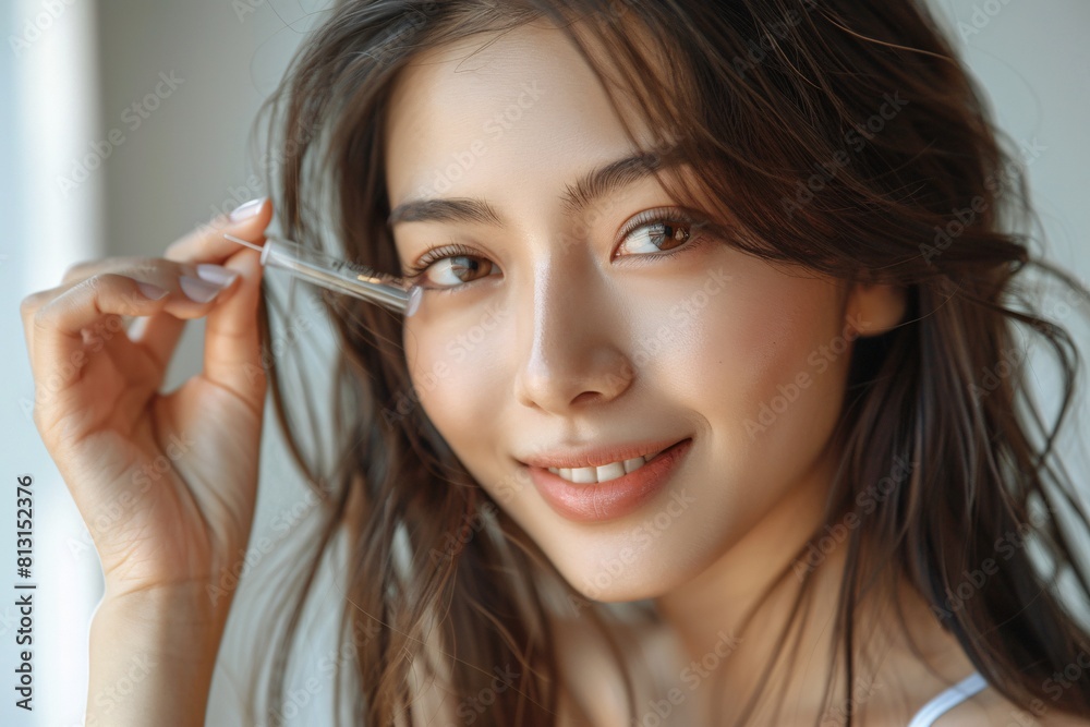 Fashionable Beauty: Elegant Woman with Eye Makeup and Clear Nail Polish Fashionable Beauty: Elegant Woman with Eye Makeup and Clear Nail Polish
