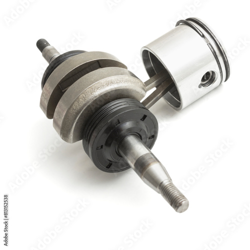 Crankshaft with oil seals and piston, repair kit
