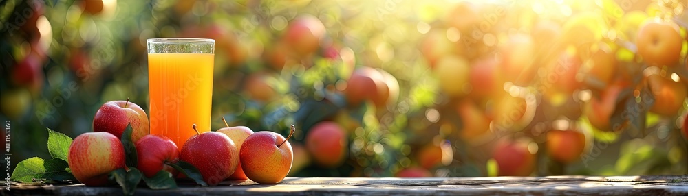 Fototapeta premium Fresh apple juice in the garden