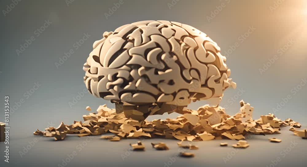 Concept art of a brain puzzle pieces scattered as a metaphor for mental health surreal Concept art of a brain puzzle pieces scattered as a metaphor for mental health surreal