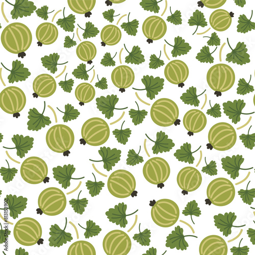 color isolated seamless pattern gooseberry in flat shape style in vector. template for backdrop textile wallpaper wrapping background print decor design