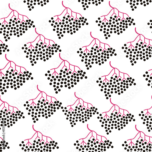 color isolated seamless pattern elderberry in flat shape style in vector. template for backdrop textile wallpaper wrapping background print decor design