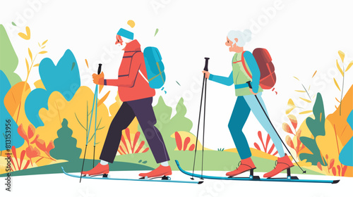 Nordic walking and healthy lifestyle web banners se photo