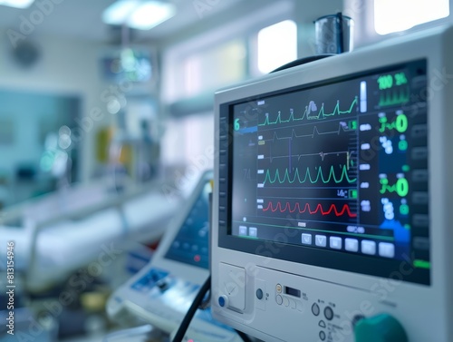 Wallpaper Mural A digital heart monitor displays vital signs in a clinical setting, pointing to advancements in cardiological health monitoring Torontodigital.ca