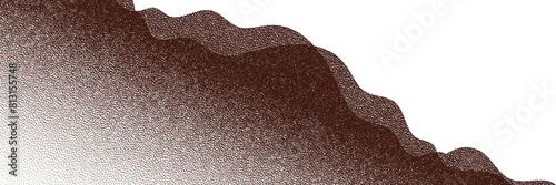 Chocolate and coffee powder, scattered cocoa on a light background. Particles of earth and dust. Brown sand texture.Top view of the cake.
