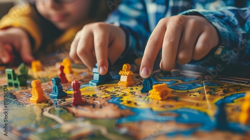 Close-up of hands of a kids playing a board game