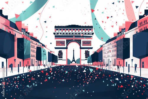 Celebrating International Olympic Day With Festive Decorations at the Arc De Triomphe photo