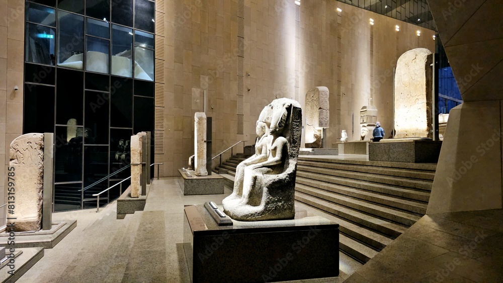 Giza, Egypt, April 13 2024: Monuments inside The Grand Egyptian Museum ...