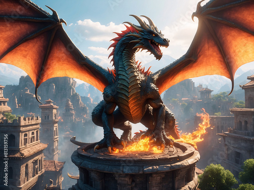 Epic dragon battles  fantasy duel clash of dragons in the mid-air  hearing dragon roar and fiery breath  a saga for fantasy fan lovers