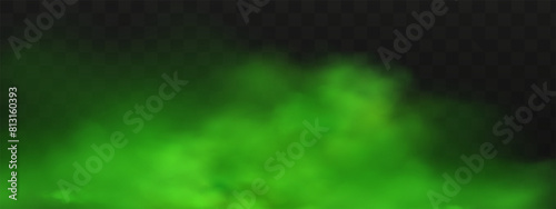 Green stink bad smell, smoke or poison gases,chemical toxic vapour.Vector realistic set of stench breath or sweat odor isolated on transparent checkered background.
