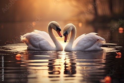 two swans, romantic couple