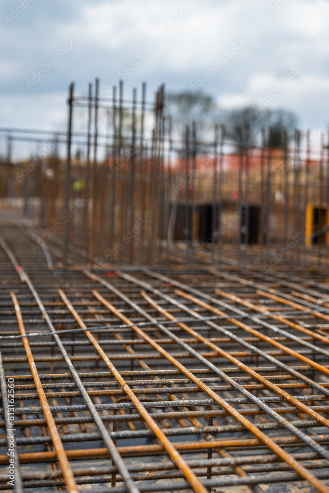 Construction stage - steel reinforcement of foundations