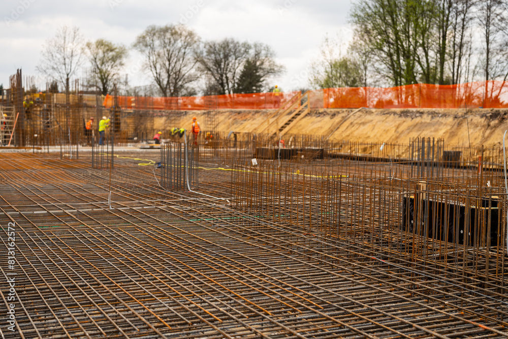 Construction stage - steel reinforcement of foundations