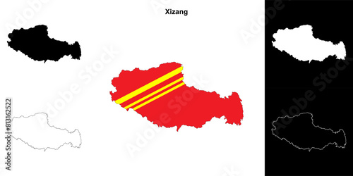 Tibet province outline map set