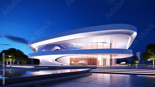 Modern Architectural Marvel - White Building with Contemporary Design with an elegant  modern structure