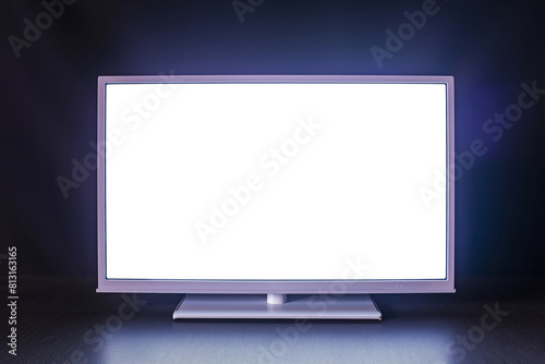 Elegant monitor glowing on gradient blue backdrop