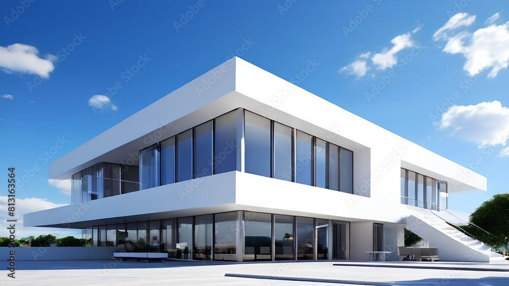 Modern Architectural Marvel - White Building with Contemporary Design with an elegant, modern structure Modern Architectural Marvel - White Building with Contemporary Design with an elegant, modern structure