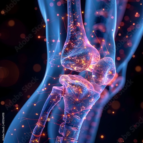 Luminous D Visualization of Human Joint Anatomy Highlighting Vital Synovial Fluid photo