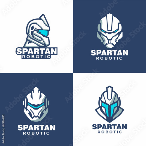 set of Spartan robotic logo design. logo vector. Sparta icon. Usable to your company, business, team, etc	
