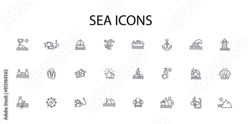 Sea icon. vector.Editable stroke.linear style sign for use web design,logo.Symbol illustration.