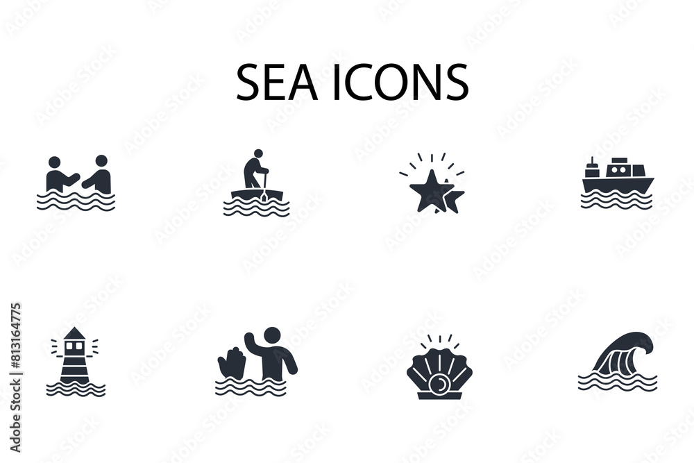 Sea icon. vector.Editable stroke.linear style sign for use web design,logo.Symbol illustration. Sea icon. vector.Editable stroke.linear style sign for use web design,logo.Symbol illustration.