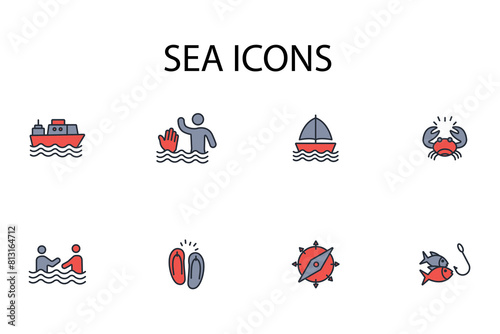 Sea icon. vector.Editable stroke.linear style sign for use web design,logo.Symbol illustration.