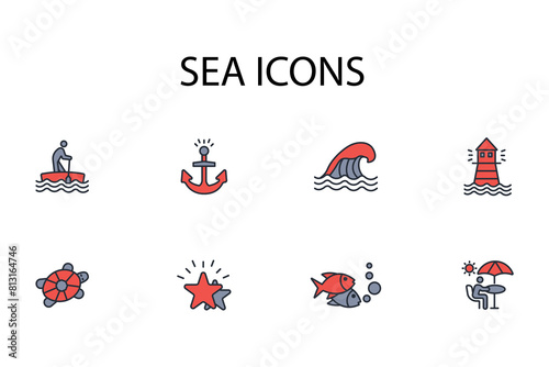 Sea icon. vector.Editable stroke.linear style sign for use web design,logo.Symbol illustration.