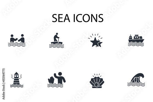 Sea icon. vector.Editable stroke.linear style sign for use web design,logo.Symbol illustration.