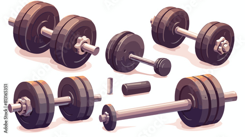 Realistic gym weights set - weight lifting equipmen photo