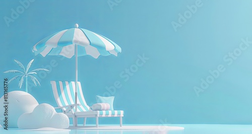 ilustración verano con fondo azul