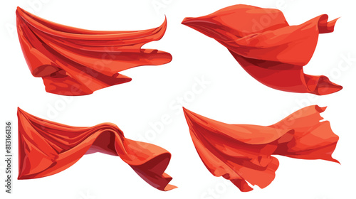 Realistic red cape blowing in the wind - piece of s