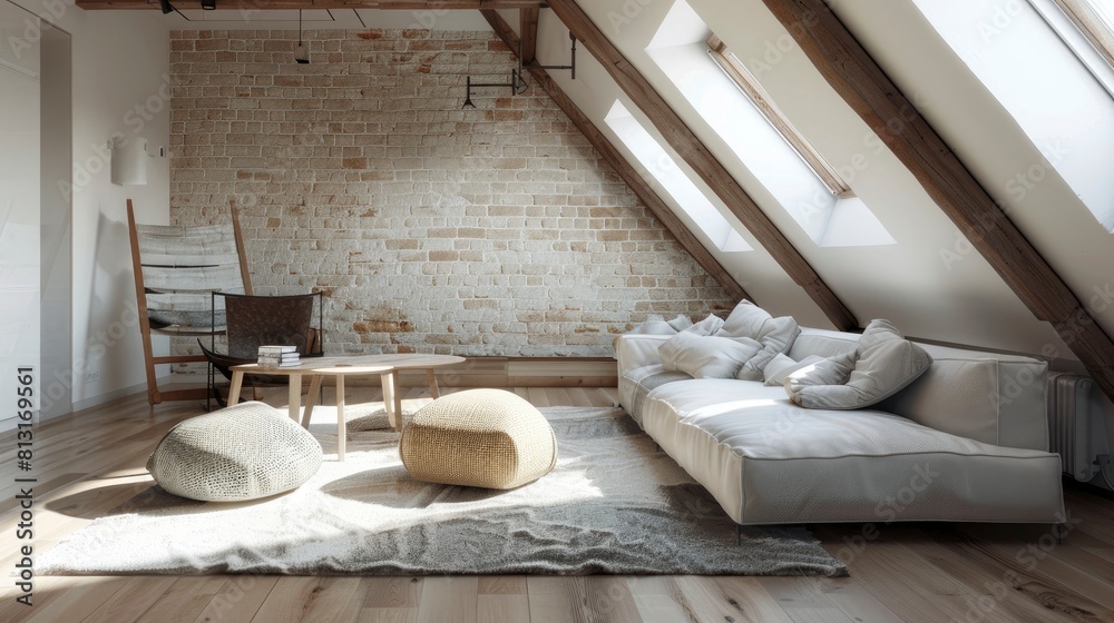 Step Into The Modern And Open-Plan Layout Of An Attic Loft-Style Apartment, Offering Versatility And Style In One Space Step Into The Modern And Open-Plan Layout Of An Attic Loft-Style Apartment, Offering Versatility And Style In One Space
