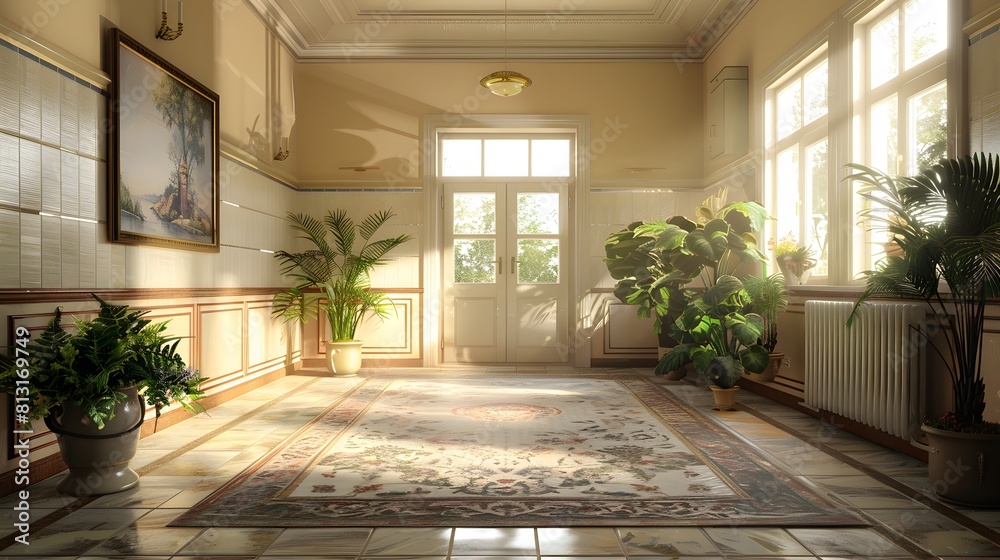 Fototapeta premium A large single room in a retirement home with an entrance