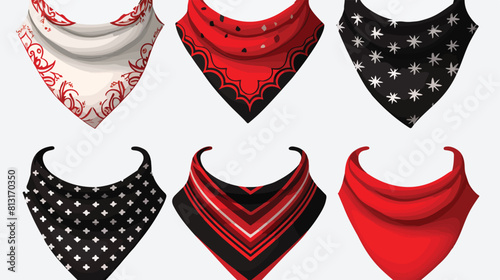 Red black and white bandanas set realistic vector i