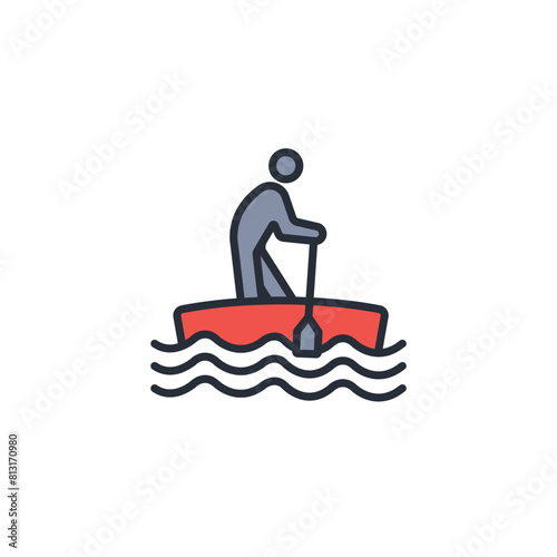 paddle canoe icon. vector.Editable stroke.linear style sign for use web design,logo.Symbol illustration.