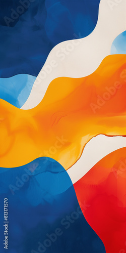 Wavy, colorful illustration of a national flag flowing in the summer breeze photo