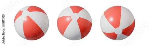 Inflatable ball for beach and water games. Set of beach ball . Beach ball on isolated background.