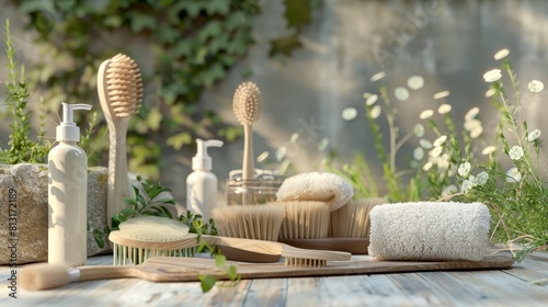 Organic Spa Retreat Natural Brushes Pumice Stones and Herbal Exfoliants for Radiant Skin photo