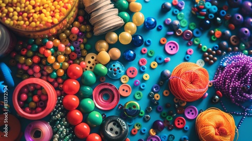 Crafters Delight Colorful Burst of Beads and Buttons for DIY Projects and Creative Hobbies photo
