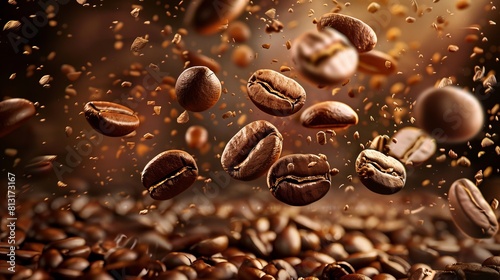 Roasted Euphoria A Stunning Cascade of Coffee Beans in Motion Ideal for Coffee Lovers and Baristas