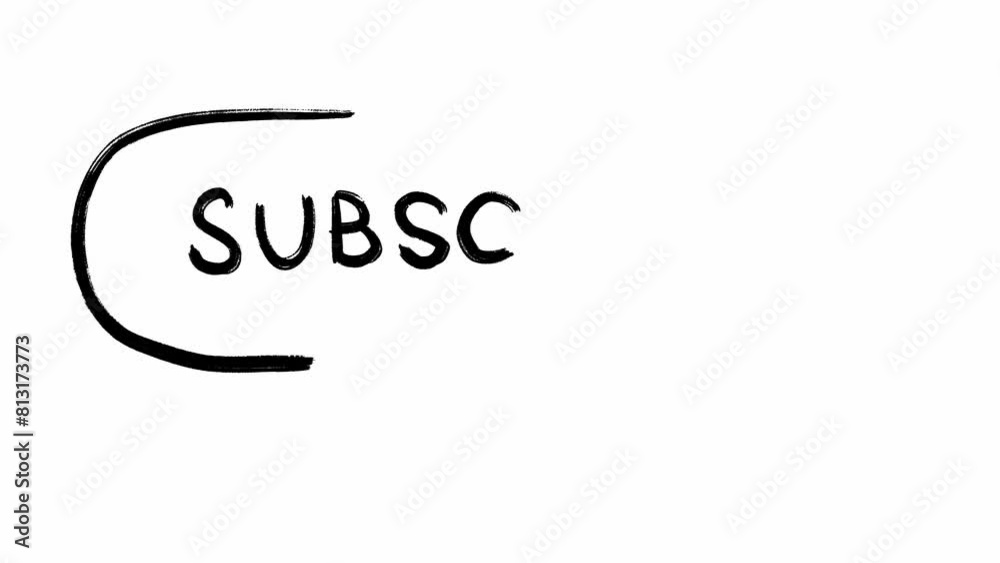 Cursor clicking on a subscribe button drawn and written in a sketchy grunge style against white background. looped animation for online website or social media channel. Interactive element for design. Cursor clicking on a subscribe button drawn and written in a sketchy grunge style against white background. looped animation for online website or social media channel. Interactive element for design.