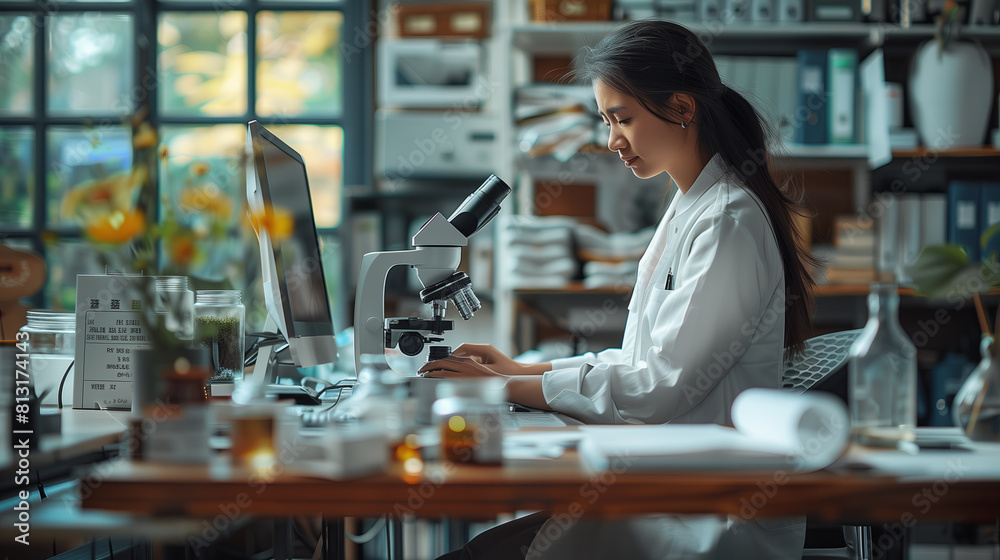 Female Asian Scientist Working In Research Lab