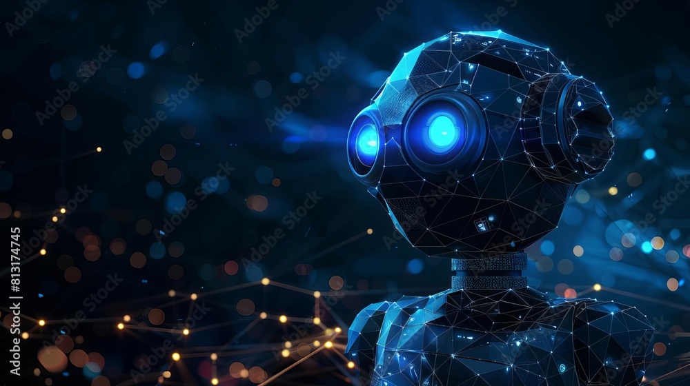 AIdriven customer service, represented by chatbots in low poly design ...