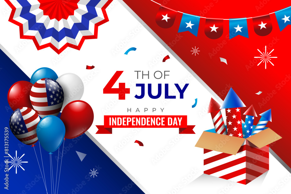 Obraz premium 4th of july realistic background for american independence day