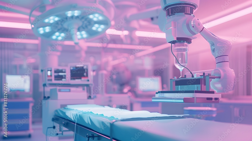 Explore the integration of AI in anesthesia delivery systems against a dreamy pastel background, reshaping surgical procedures