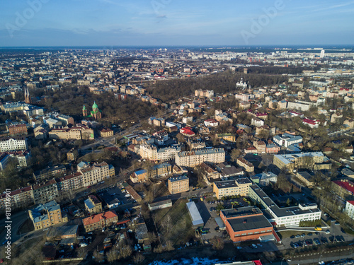 Riga aerial view to districts of town.