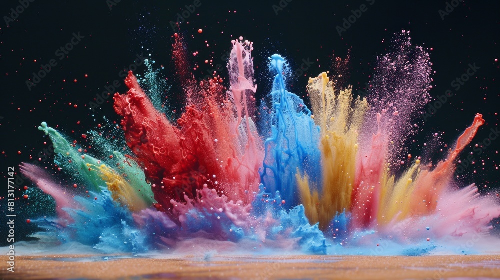 Dynamic Spectrum Bursting with Creativity and Vibrant Energy Colorful Sand Art in Motion